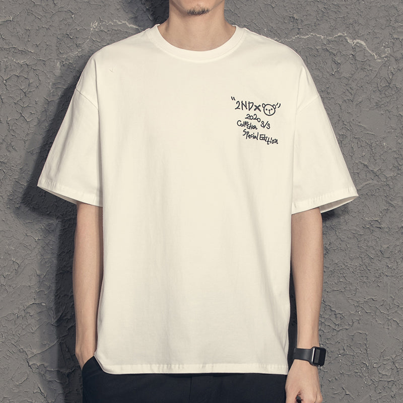 Summer New Couple Outfit Three-Dimensional Colorful Laser Reflective Cute Bear Loose T-Shirt