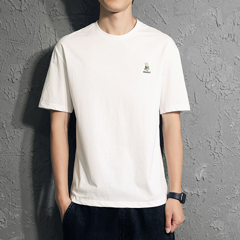 New Summer Round Neck Embroidery Tide Brand Loose Men'S Top Clothes