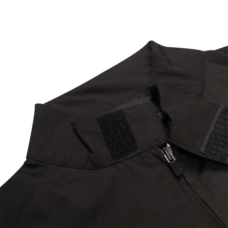 Flocked Printed Stand Collar Nylon FOG Jacket Outdoor Coat