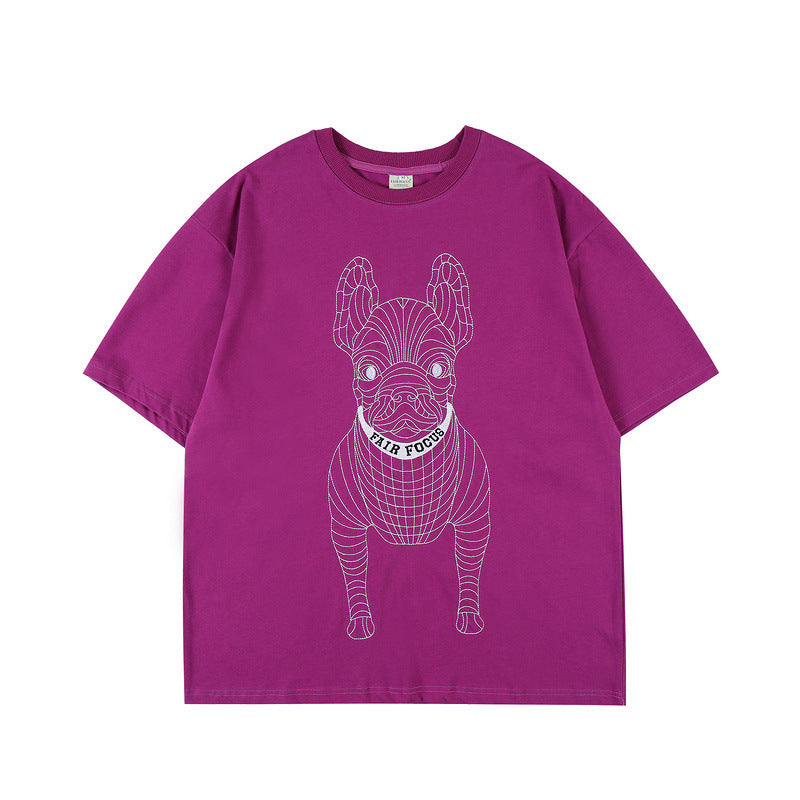 Couple Men's French Bucket Embroidered T-Shirt Cotton