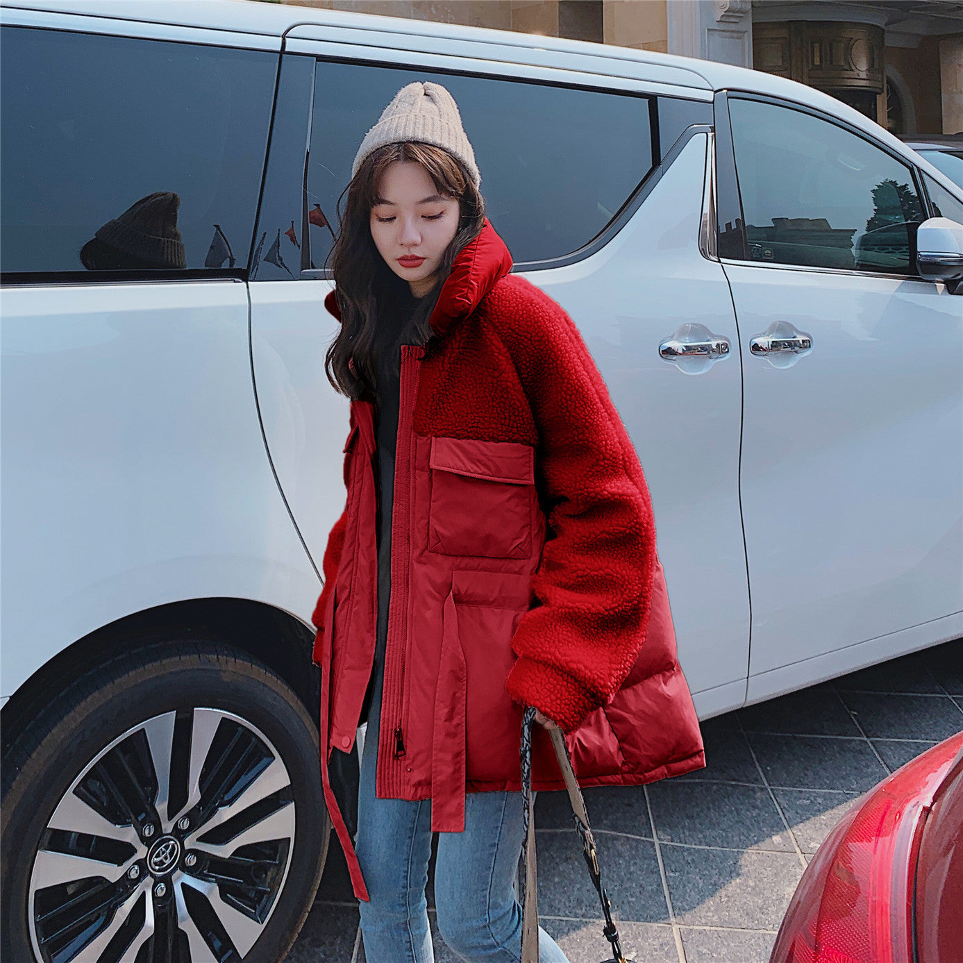 Real shot autumn and winter New lamb fur coat women's Korean style loose short short fur and fur