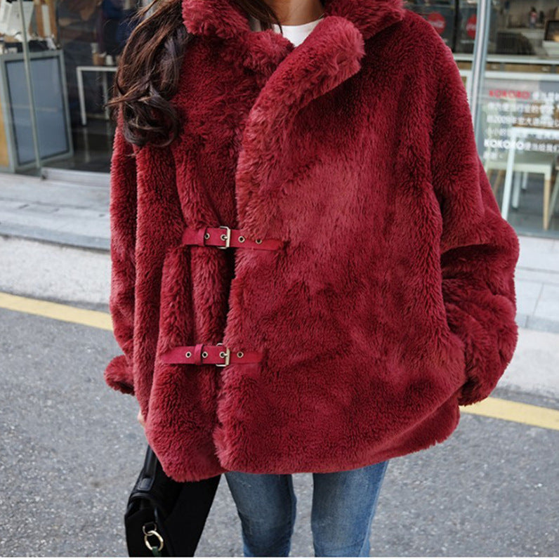 2021 Winter Korean Female Fur Coat Short Soft Rabbit Fur Jacket Long-Sleeved Shaggy Thicken Warm Women Fashion Outwear