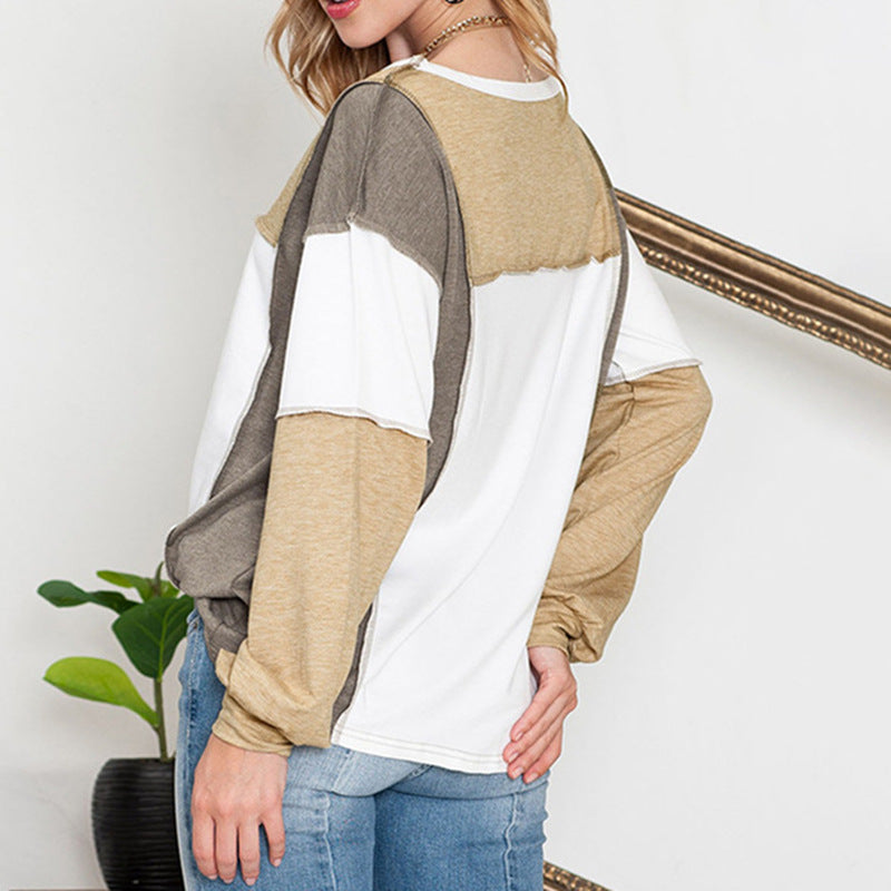 Round Neck Multicolor Pullover Fashion Loose Casual Sweater