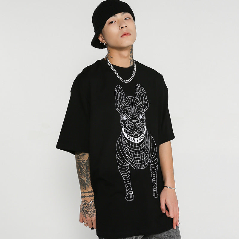 Couple Men's French Bucket Embroidered T-Shirt Cotton