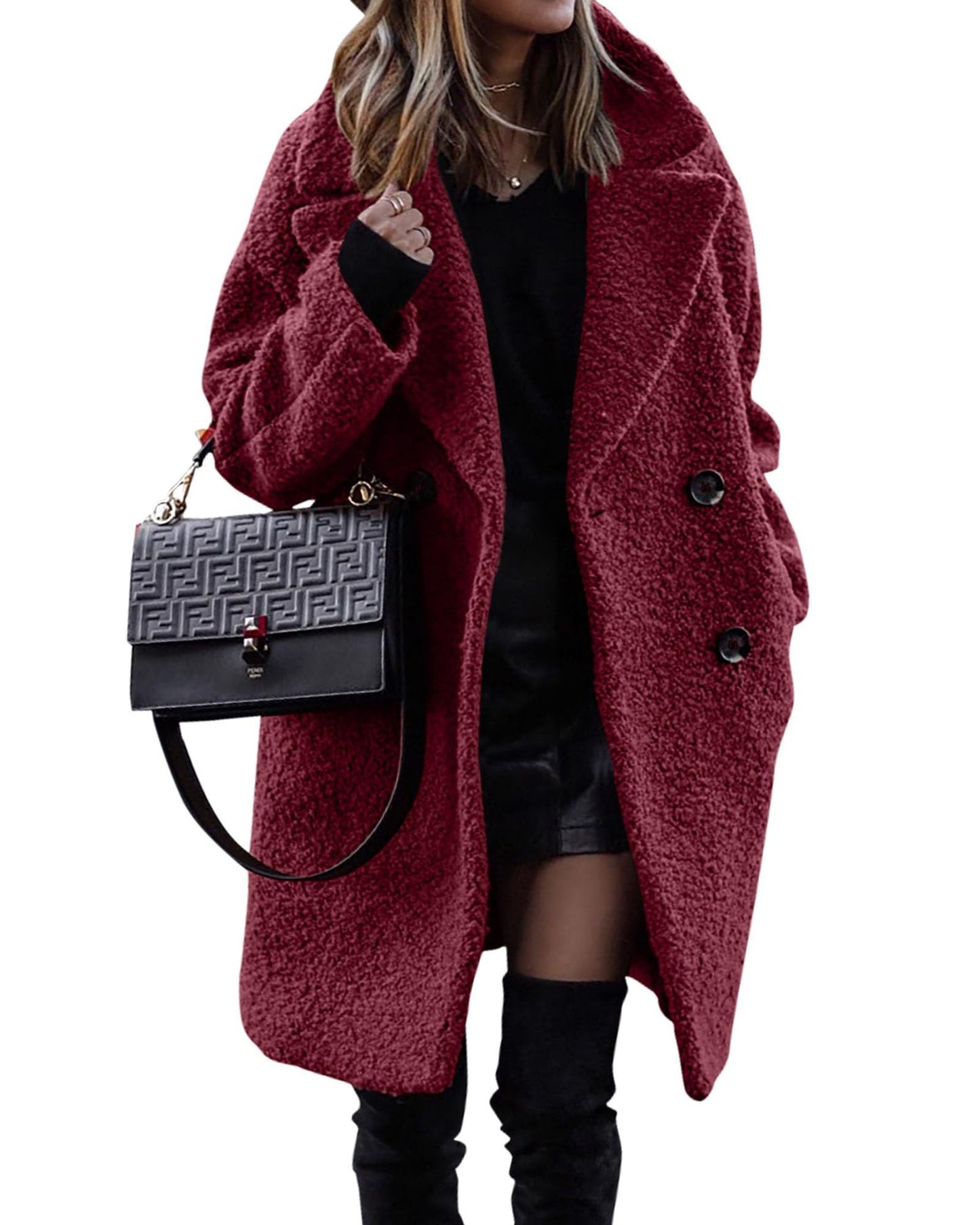 Fashion Temperament Commute Velvet Long Coat