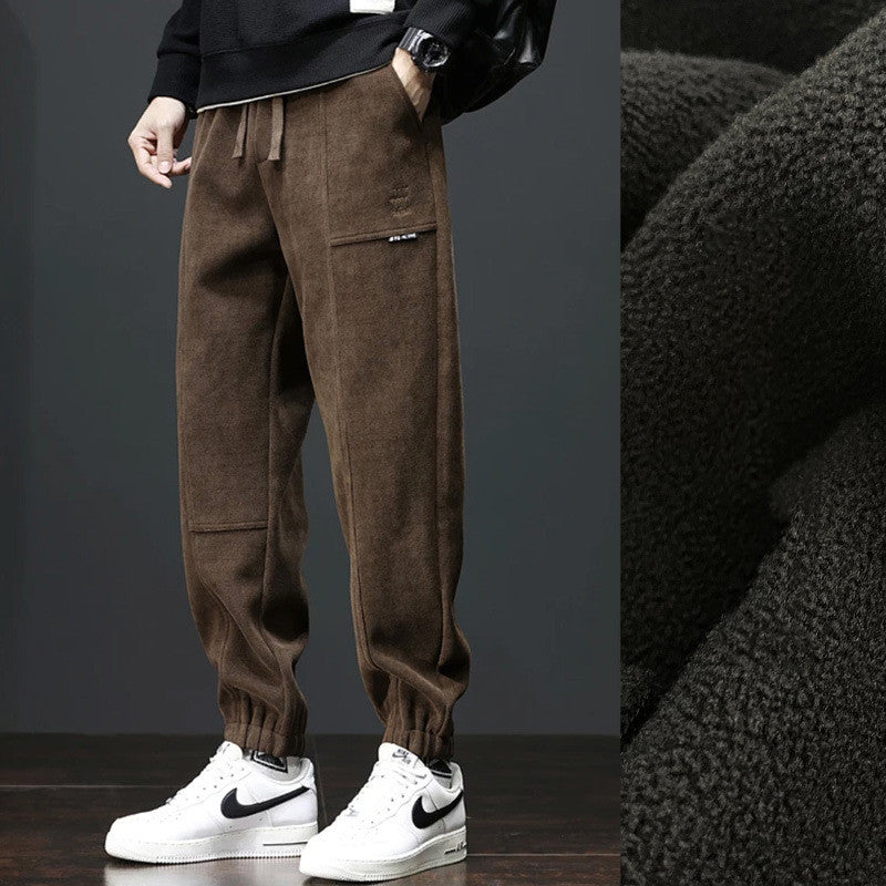 Velvet Padded Casual Pants Winter Ankle-tied Commuter Trousers