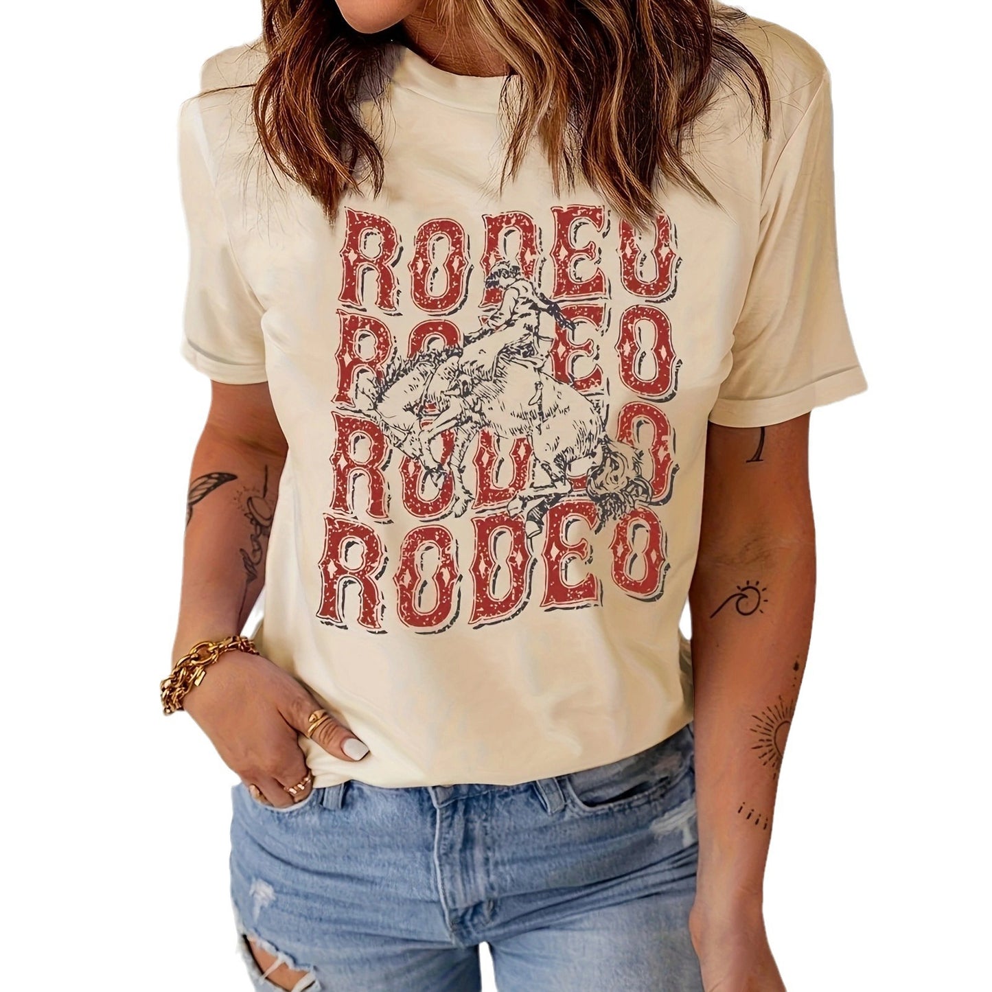 European And American Round Neck Print T-shirt