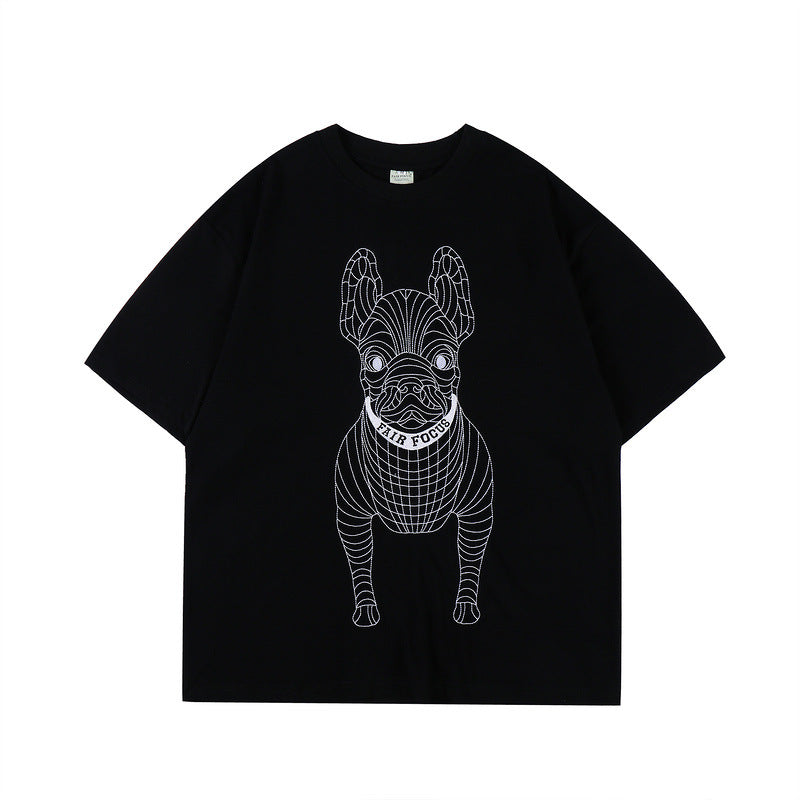 Couple Men's French Bucket Embroidered T-Shirt Cotton