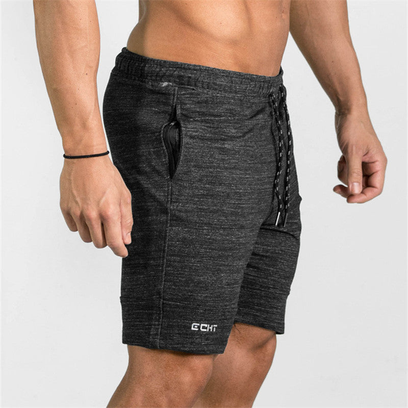 2021 Summer Men's Gyms Shorts Bodybuilding Clothing Men Fitness Zipper Pathwork Workout Cotton Shorts