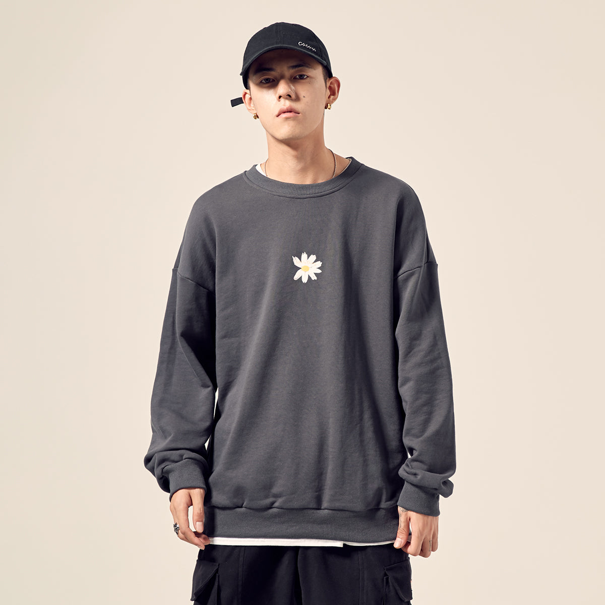 Men's autumn daisy print sweatshirt