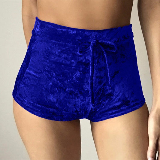 Flannel Elastic Laced Pleated Track Shorts