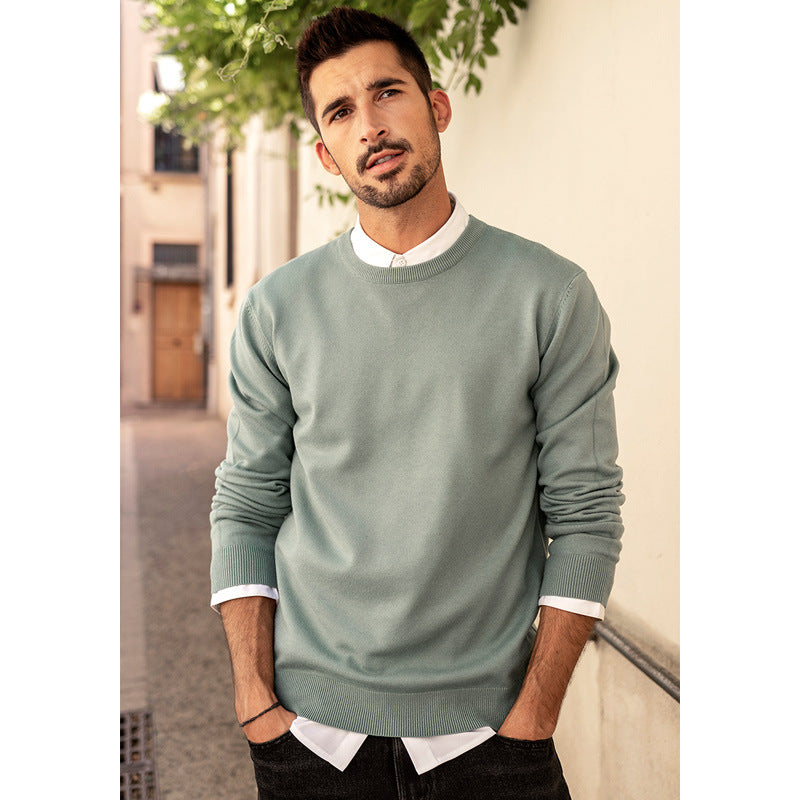 Men's Autumn Casual And Versatile Solid Color Pullover Sweater