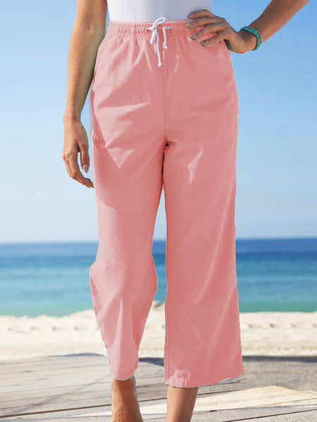 Pure cotton pure color wash 9 points pants