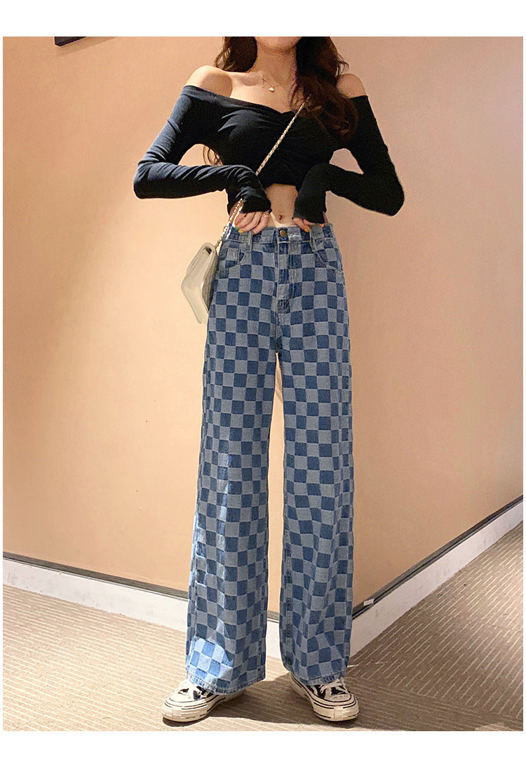 Women's plaid jeans