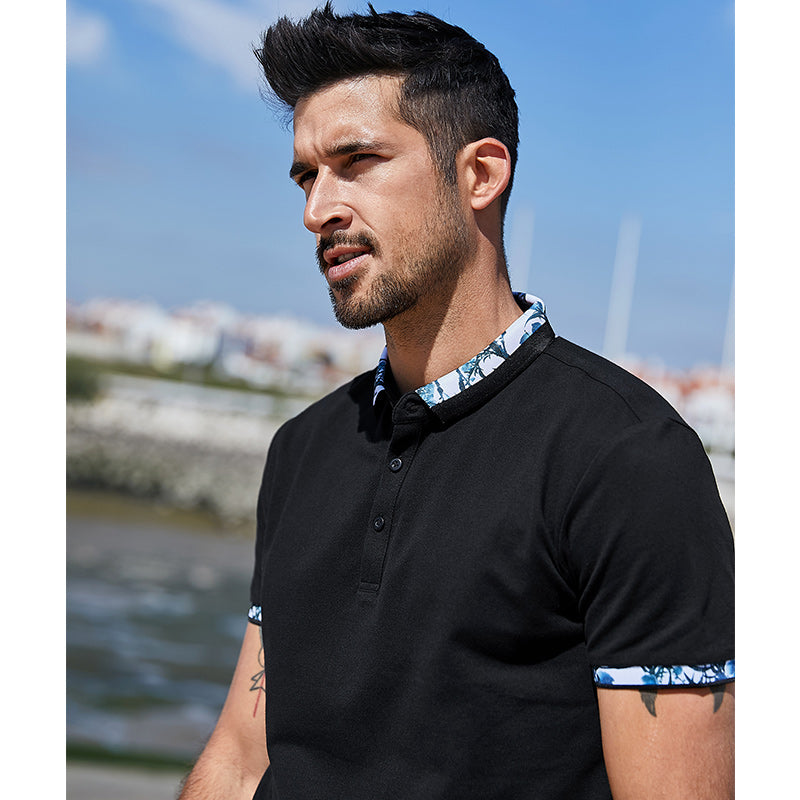 Hong Kong style black slim-fit short-sleeved t-shirt
