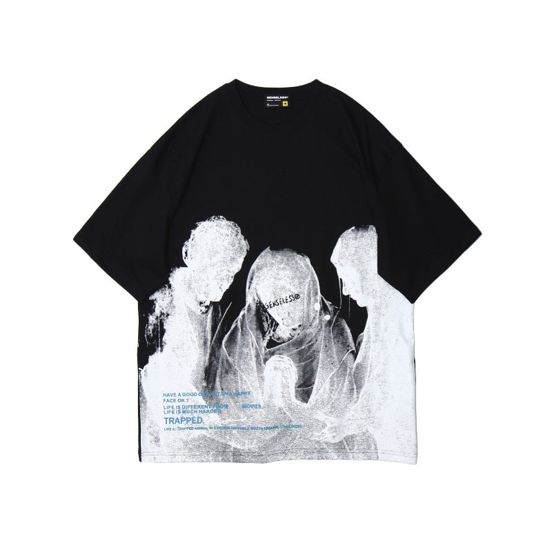 Madonna printed loose men and women half sleeve