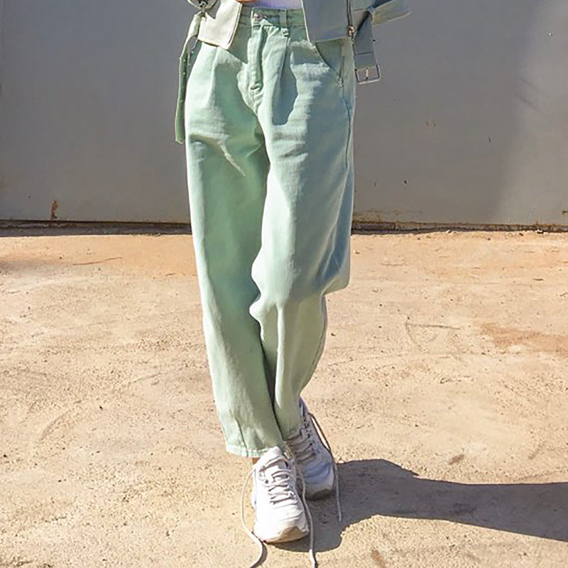 Loose high waist carrot denim trousers