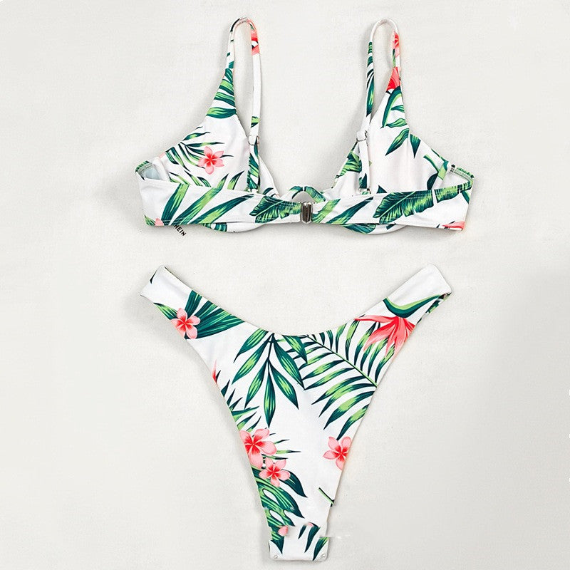 European and American Split Print Swimsuit