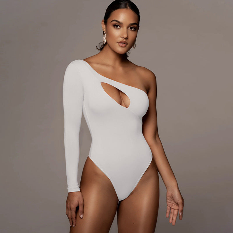 Sexy Hollow One Shoulder Long-sleeved Jumpsuit