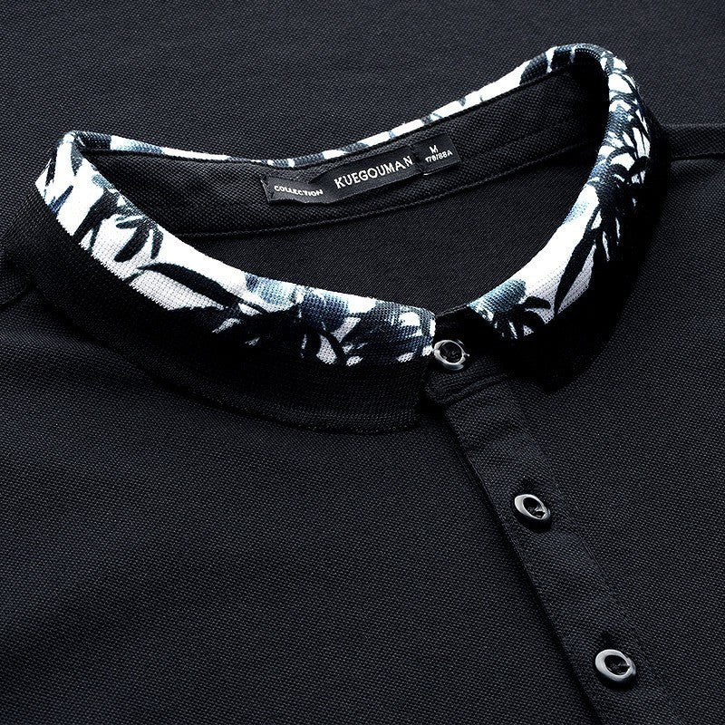 Hong Kong style black slim-fit short-sleeved t-shirt