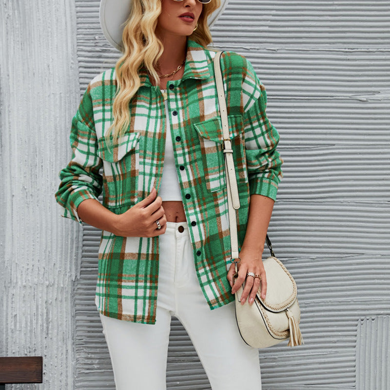 Fashion Casual Plaid Wool Coat