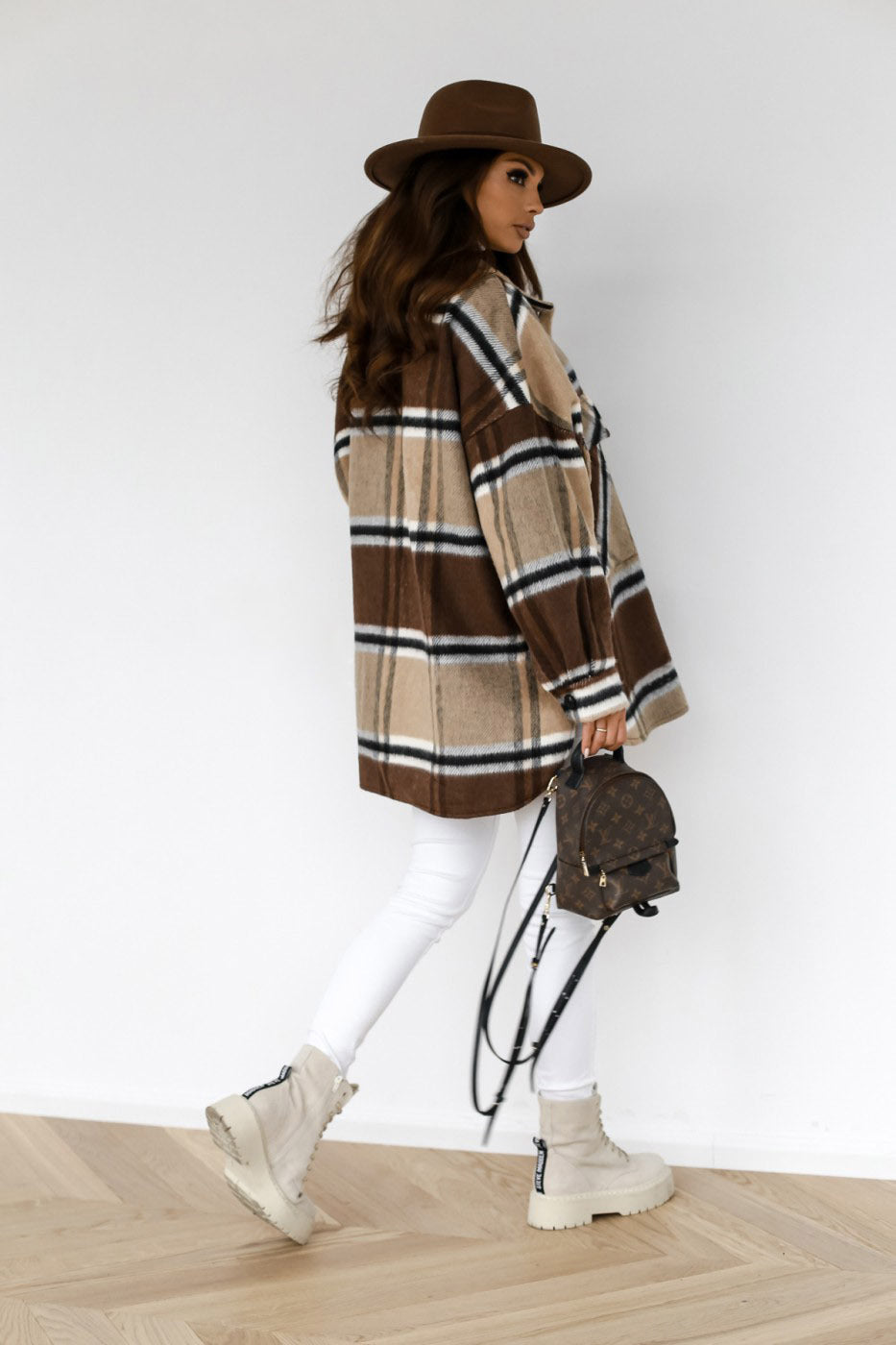 Autumn And Winter Long-sleeved Plaid Coat Shirt Women