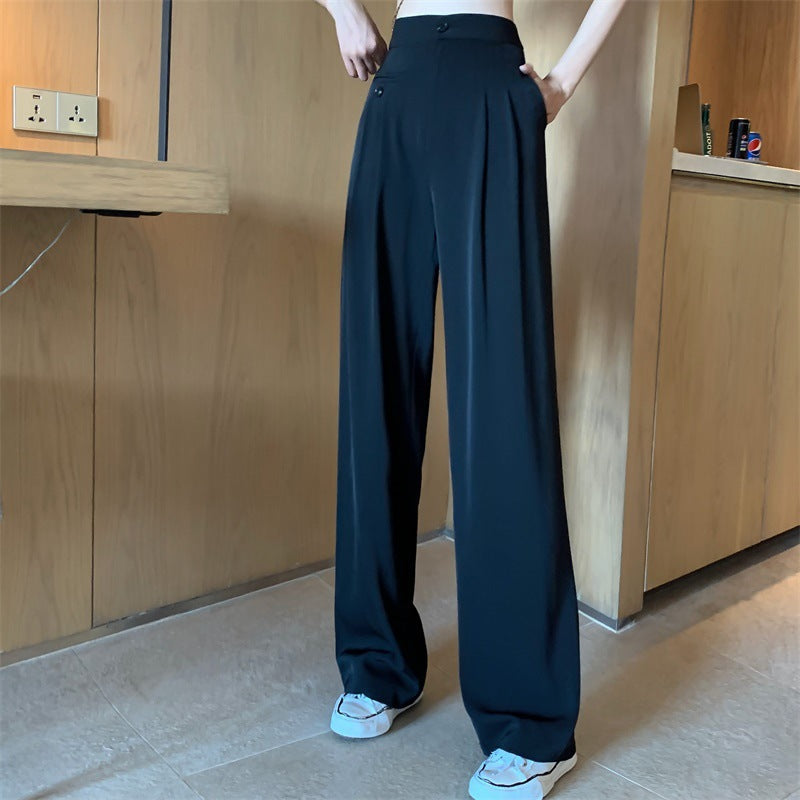 High-waisted Thin And Thin Drape White Wide-leg Suit Trousers Women