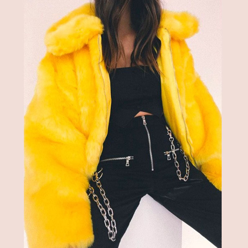 Faux Fur Soil Cool Gothic Furry Coat Jacket