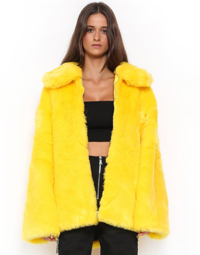 Faux Fur Soil Cool Gothic Furry Coat Jacket