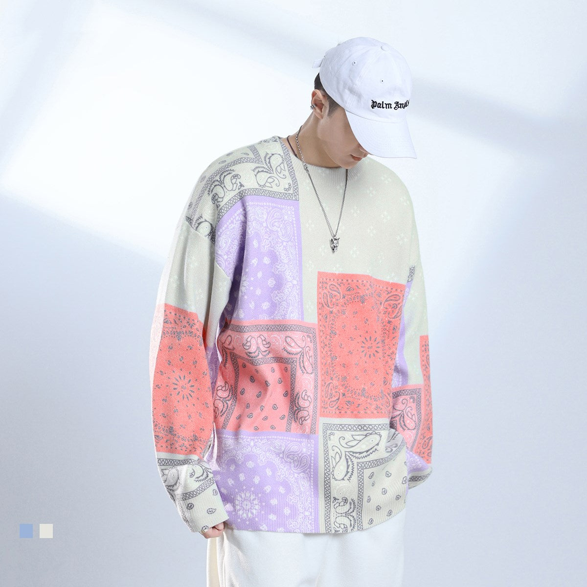 Stitching Cashew Flower Trend Sweater Men's Personality