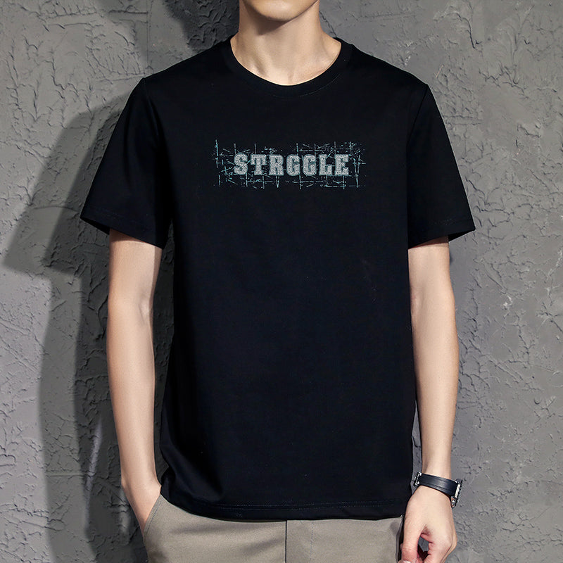 New Summer Round Neck Embroidery Tide Brand Loose Men'S Top Clothes