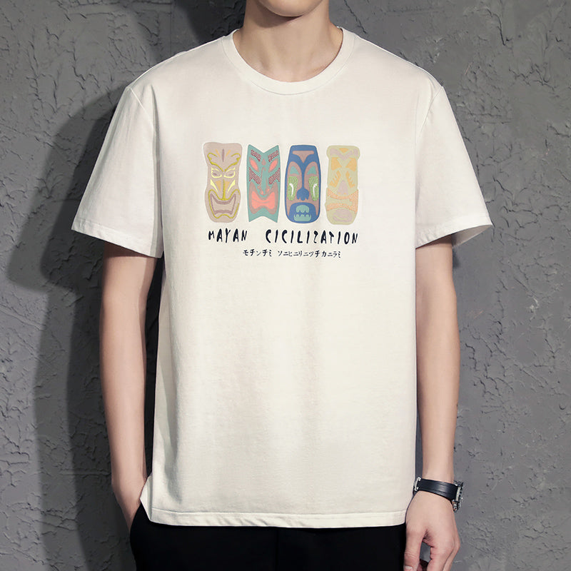 New Summer Round Neck Embroidery Tide Brand Loose Men'S Top Clothes