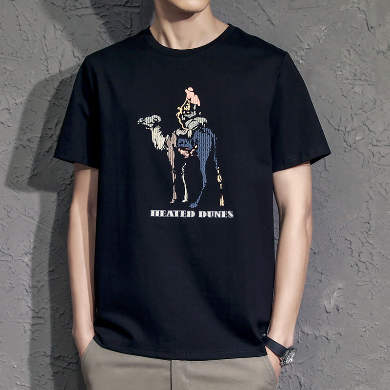 New Summer Round Neck Embroidery Tide Brand Loose Men'S Top Clothes