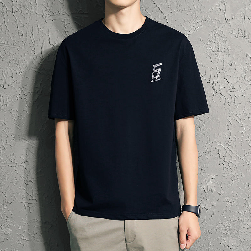 New Summer Round Neck Embroidery Tide Brand Loose Men'S Top Clothes