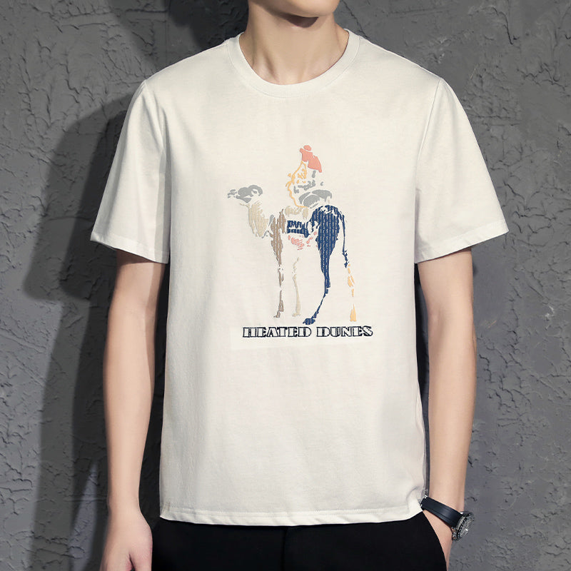 New Summer Round Neck Embroidery Tide Brand Loose Men'S Top Clothes