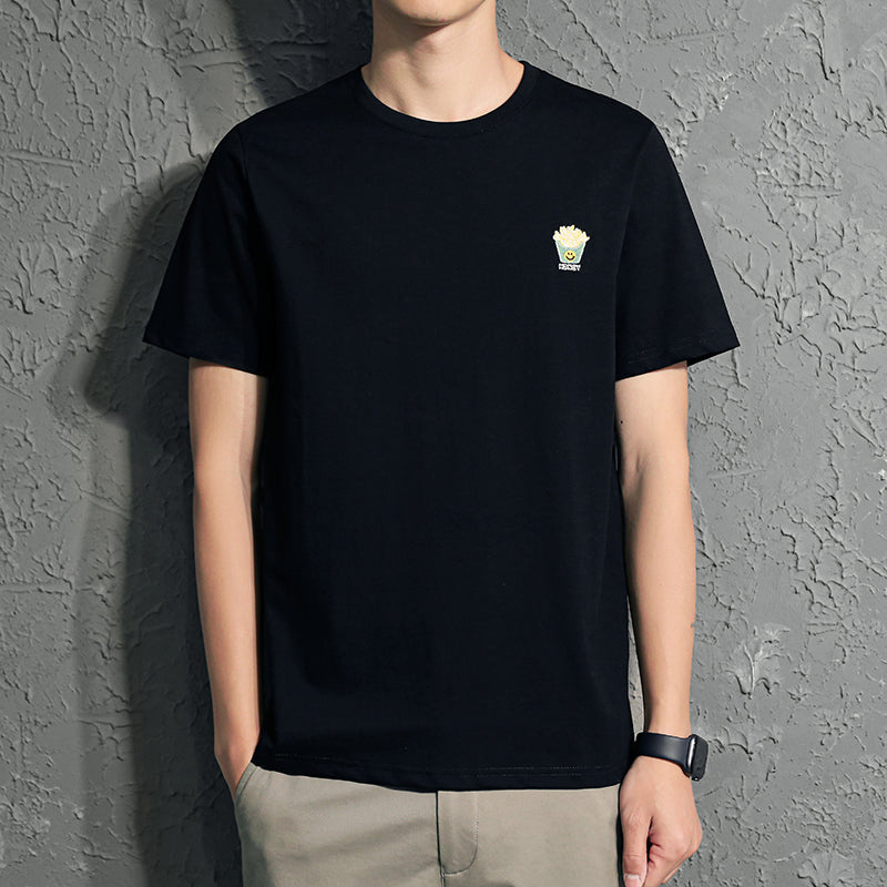 New Summer Round Neck Embroidery Tide Brand Loose Men'S Top Clothes