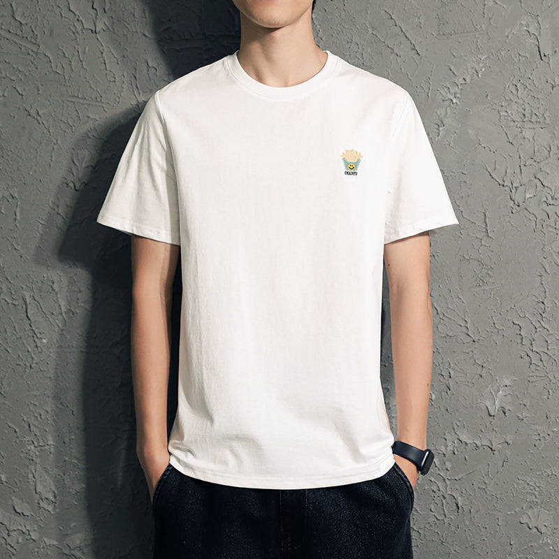 New Summer Round Neck Embroidery Tide Brand Loose Men'S Top Clothes