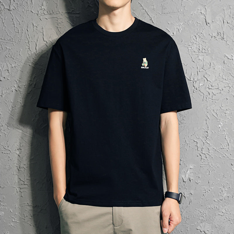 New Summer Round Neck Embroidery Tide Brand Loose Men'S Top Clothes