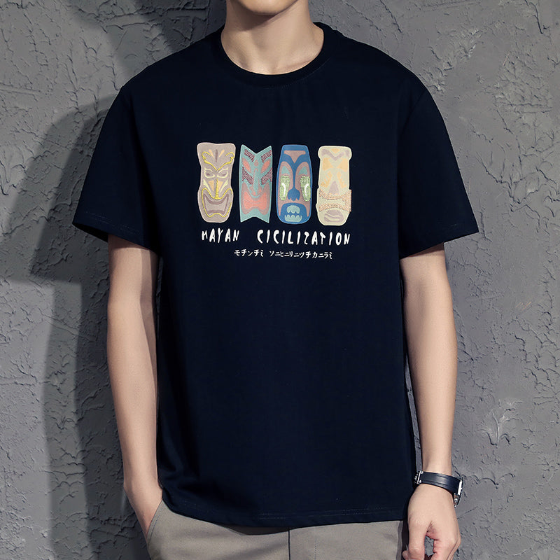 New Summer Round Neck Embroidery Tide Brand Loose Men'S Top Clothes