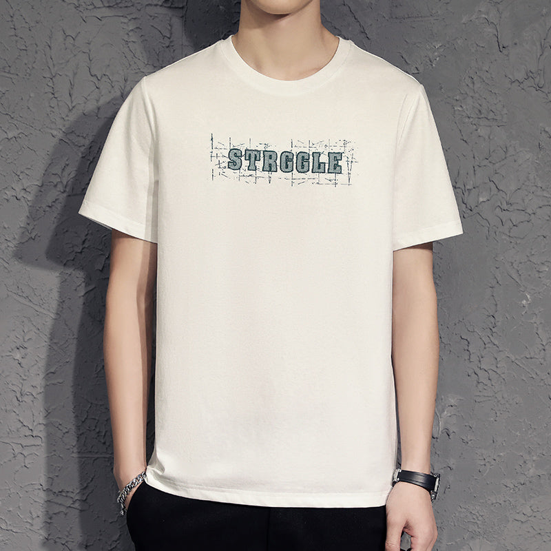 New Summer Round Neck Embroidery Tide Brand Loose Men'S Top Clothes