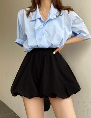 Black High-Waisted Thin Wide-Leg Shorts Summer New Loose Pants