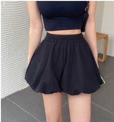 Black High-Waisted Thin Wide-Leg Shorts Summer New Loose Pants