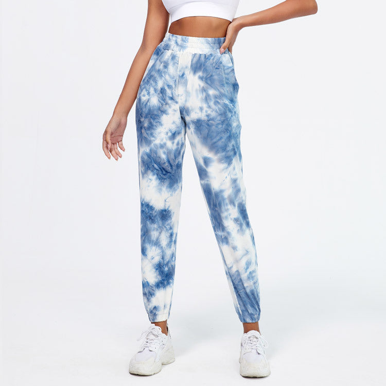 New Net Celebrity Cross-Border European And American Loose Casual Slim Trousers Sports Running Printed Pocket Yoga Pants Women