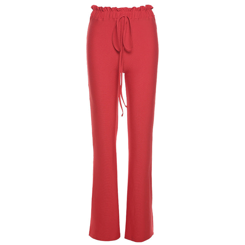 Women's High Waist Casual Trousers With Hips Fashion Slim Fit Micro La Trousers Women
