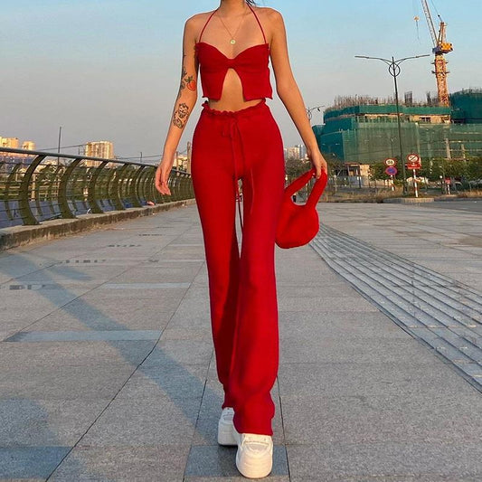 Women's High Waist Casual Trousers With Hips Fashion Slim Fit Micro La Trousers Women