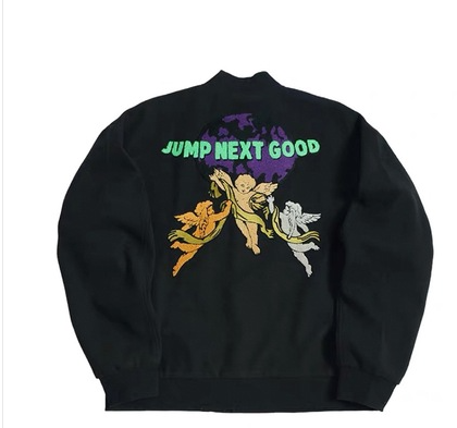 Men's Baseball Uniform Angel Print Plus Velvet Jacket