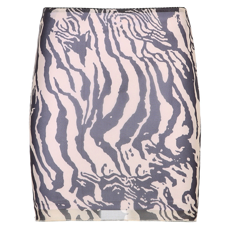 Annual Ring Pattern Printing Sexy High Waist Bag Hip Skirt Skirt