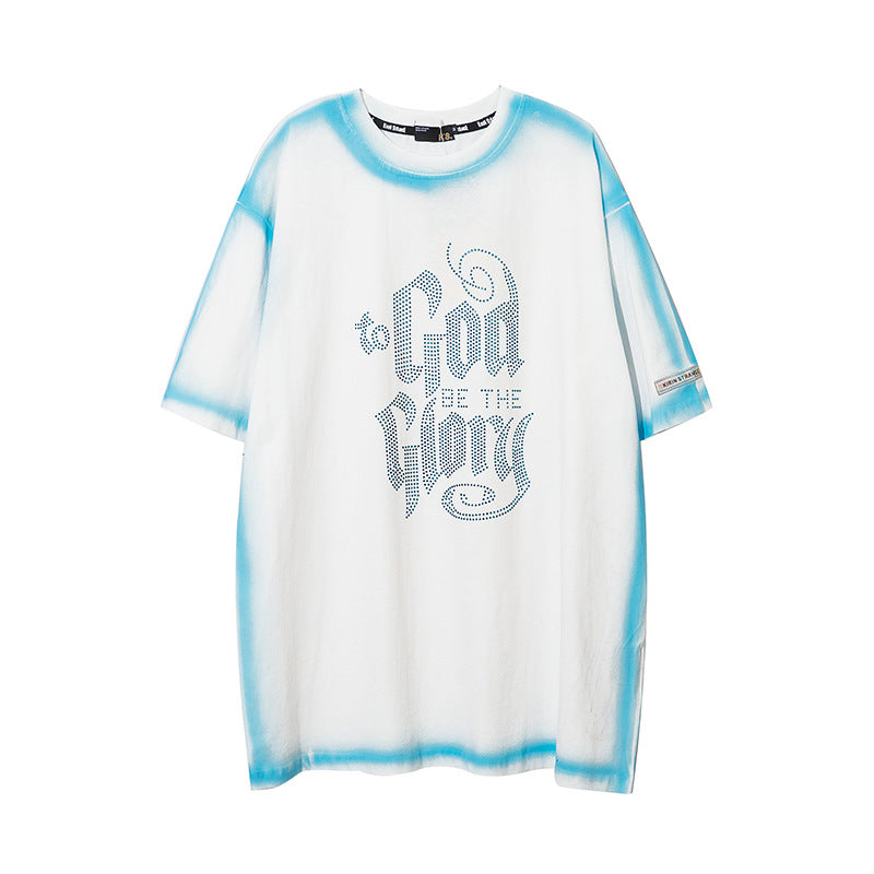 Five Point Mid-sleeve Loose Drop-shoulder Half-sleeve Couple Top