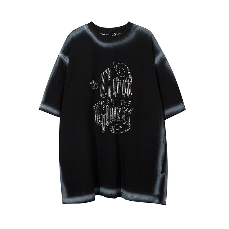 Five Point Mid-sleeve Loose Drop-shoulder Half-sleeve Couple Top