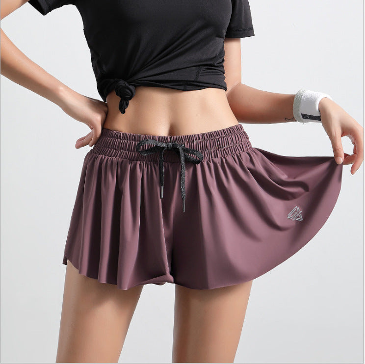 Women Hight Elastic Running Shorts Anti-light